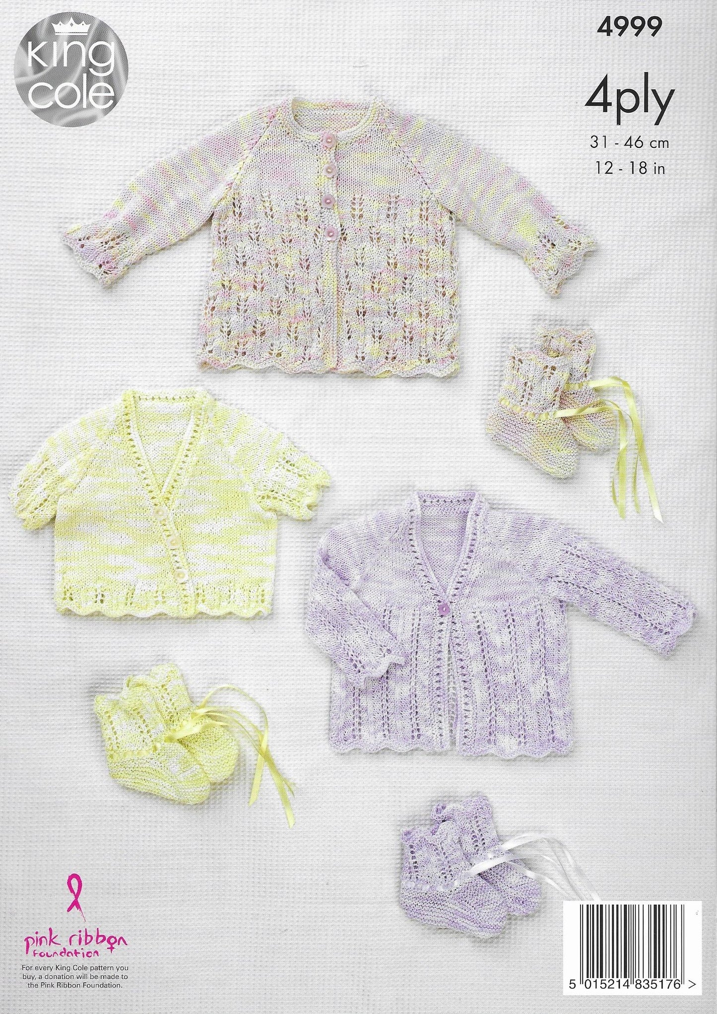 King Cole 4999 Baby Raglan Cardigans & Bootees 4ply Knitting Pattern