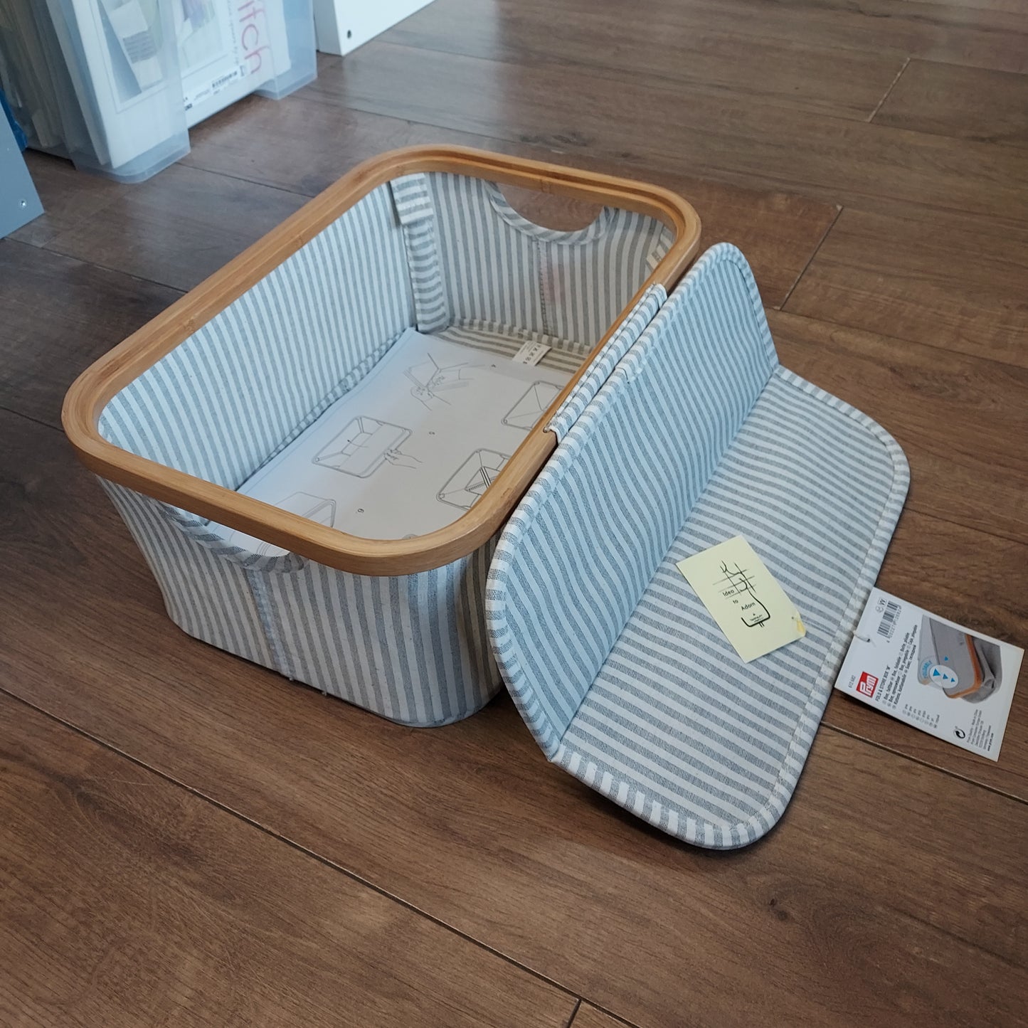 Prym Box Canvas and Bamboo Range - Foldable Grey Storage Box