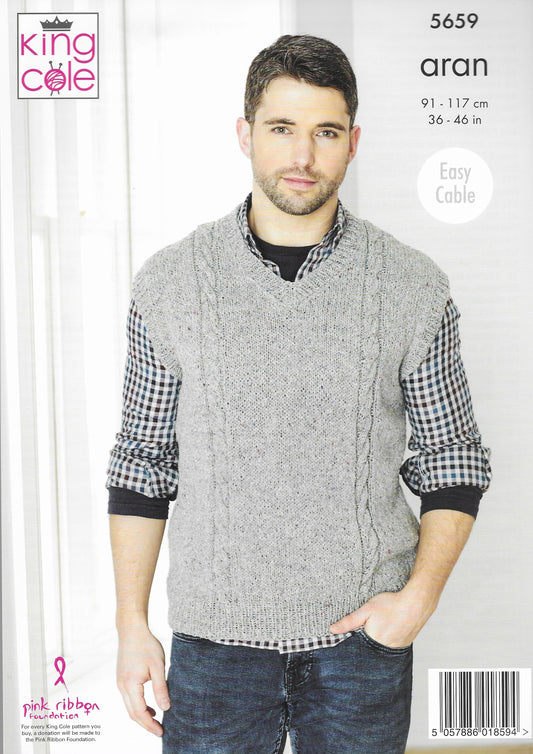 King Cole 5659 Mens Sweaters & Sleeveless Sweater Knitting Pattern