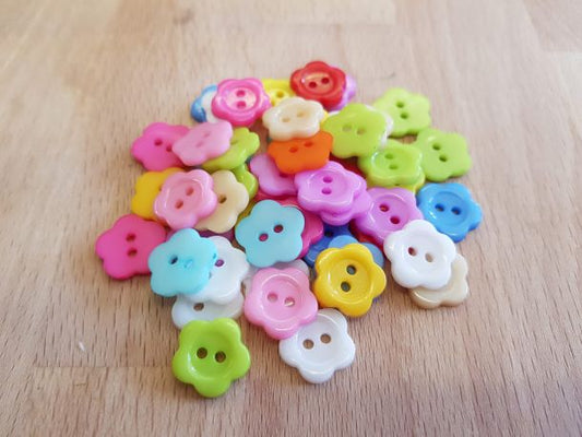 Plastic 2 Hole Flower Button - Various Colours