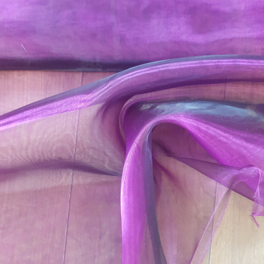 Purple Iridescdent Metallic Polyester Organza Fabric