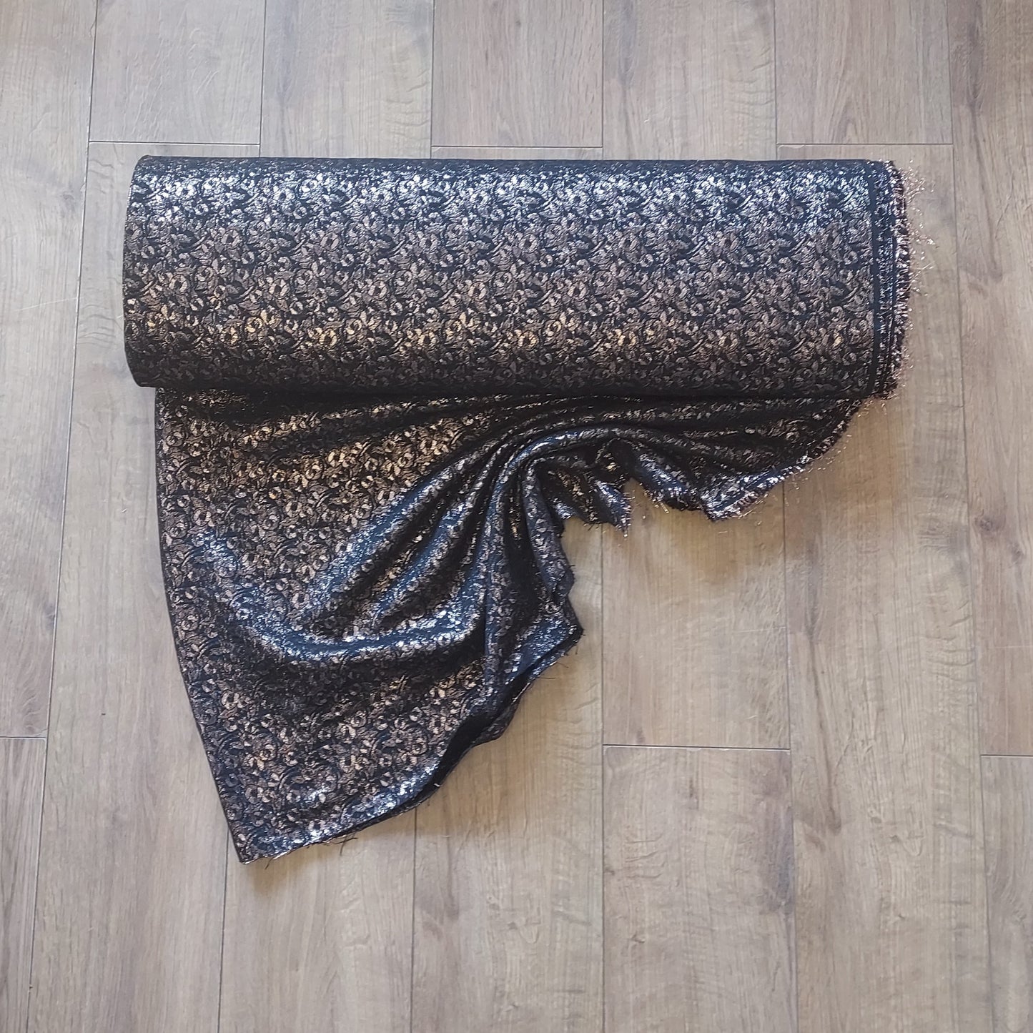 Rose Gold Roses Brocade Polycotton Fabric