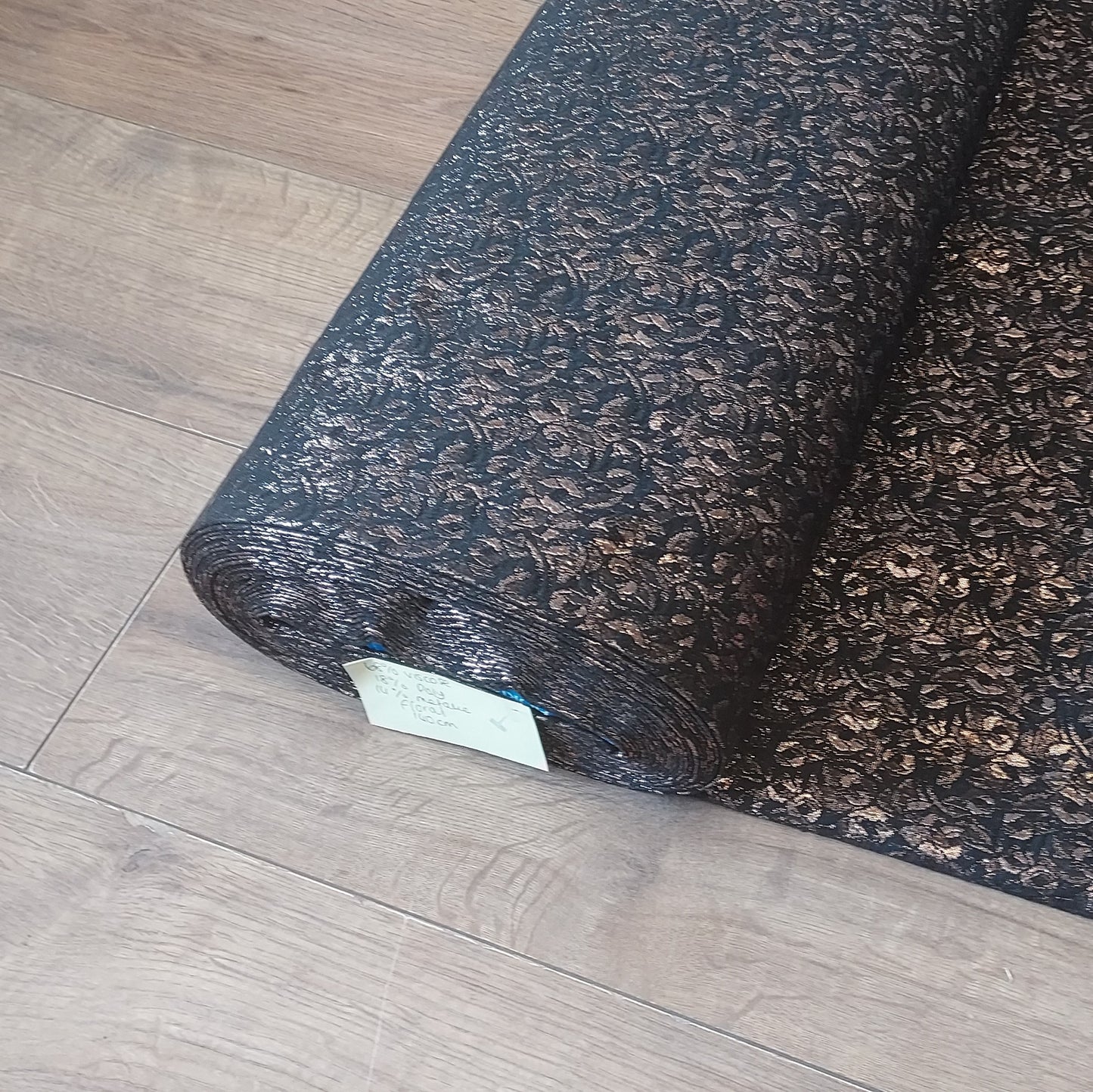 Rose Gold Roses Brocade Polycotton Fabric