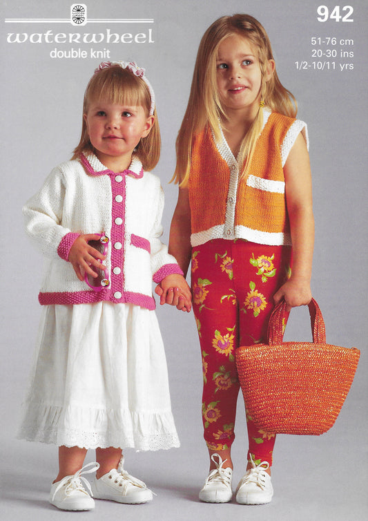 Waterwheel 942 Childrens Waistcoat & Jacket DK Knitting Pattern