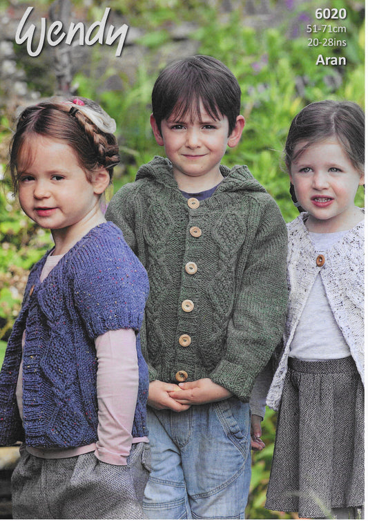 Wendy 6020 Childrens Jacket & Cardigan Aran Knitting Pattern