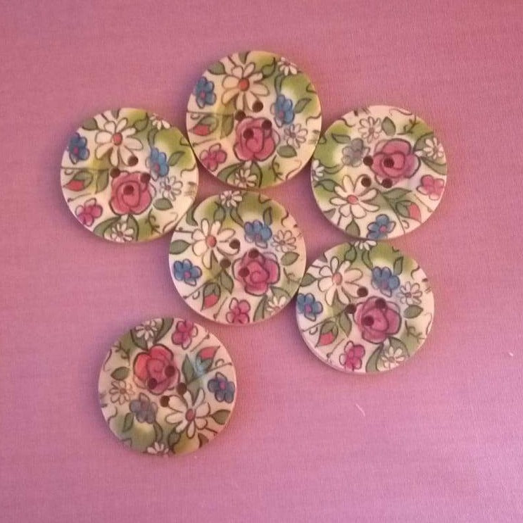 Hand-Painted Scooped Wooden Buttons - 30mm