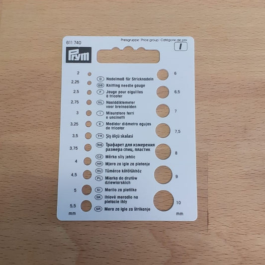 Prym Knitting Needle Measurement Size Gauge